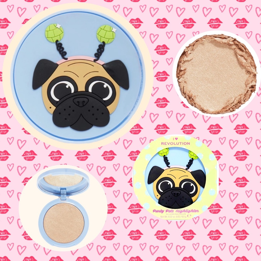 I heart revolution Party pets Disco Dogs Highlighter NEW! Makeup Compact